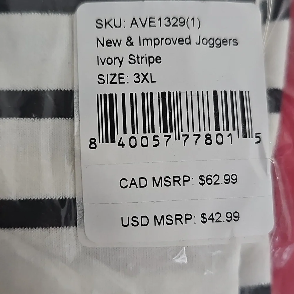 Ampersand Avenue Striped Black Ivory Jogger Lounge Pants 3XL - Picture 4 of 5